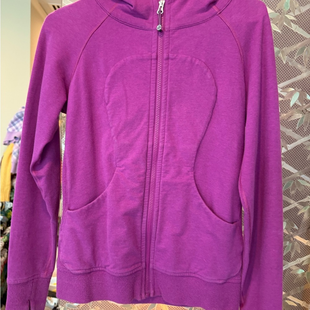 Lululemon Vibrant Purple Zip-Up Hoodie Jacket with Hood and Ribbed Cuffs